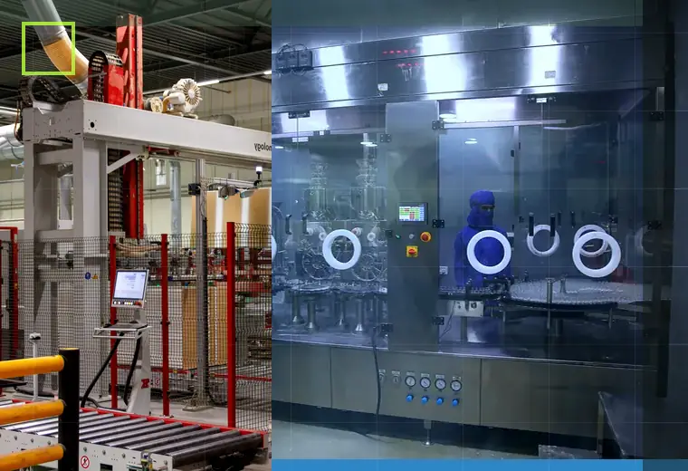 Production process relating to liquids with particles